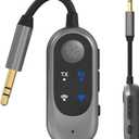 2-in-1 Bluetooth Wireless Audio Transmitter for Headphones or BT Devices - 3.5mm Audio Jack Adapter for TV, Airplane, Car, PC, Gym Equipment