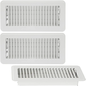 Air Vent Register (Pack of 3), Floor Vent Covers 4x10 with Damper for HVAC Systems with 9.5 x 3.5 Inch Opening (White)