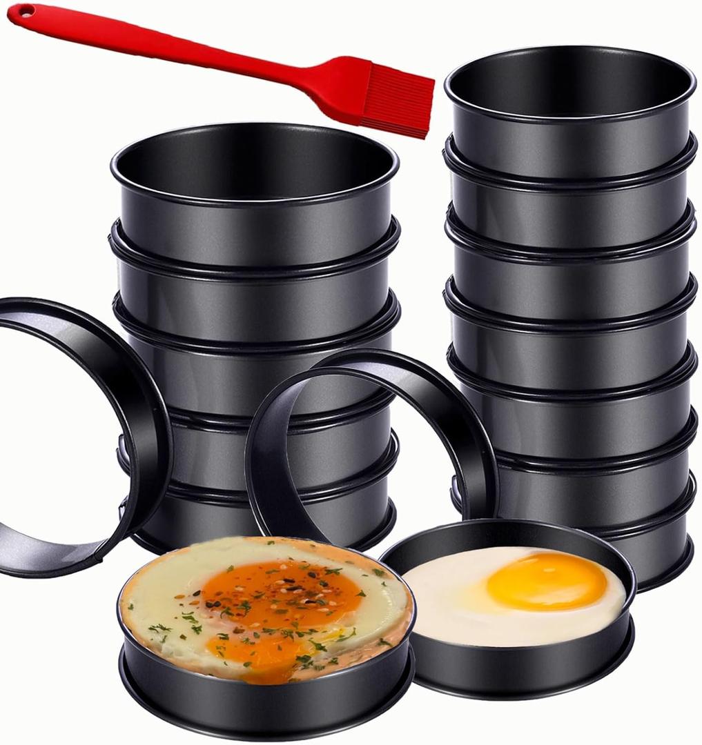 16Packs English Muffin Rings Crumpet Rings NONSTICK -Stainless Steel Double Rolled Tart Rings 3.15 Inch & 4 Inch Round Metal Baking Cooking Pastry Ring Molds for cookies, pancakes, crumpets