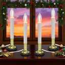Electric Window Candles with Timer Plug-in, 4Pack Flameless LED Christmas Candles for Windows Sill, Holiday Decorative Indoor Lights, Warm White