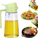 2 in 1 Oil Dispenser and Oil Sprayer, 470ml Dispenser Bottle Spray and Pour, Glass Olive Oil Sprayer for Cooking, Food-Grade Oil Spray Bottle Mister Spritzer for BBQ, Air Fryer, Kitchen (Green)