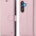 FLIPALM Wallet Case for Samsung Galaxy S24 Fe, RFID Blocking Credit Card Holder, PU Leather Folio Flip Kickstand Protective Shockproof Cover for S24 Fe (Rose Gold, for S24 Fe - 6.4")