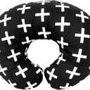 Premium Quality 2 Pack Nursing Pillow Covers by Mila Millie - Nordic Swiss Black & White Cross Unisex Design Slipcovers - 100% Cotton Hypoallergenic (Black & White)