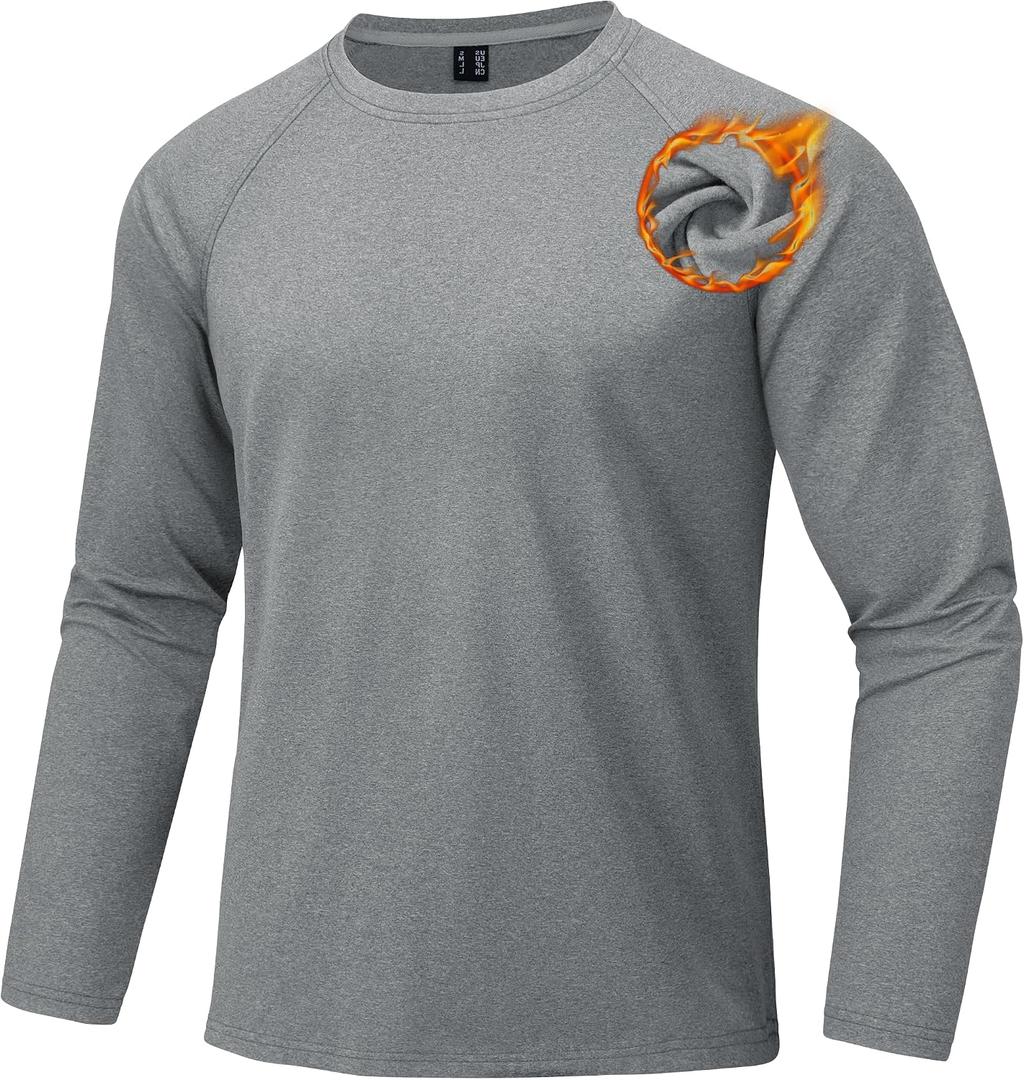 MAGCOMSEN Men's Thermal Long Sleeve Shirt Fleece Lined Base Layer Undershirt Atheltic Workout Top for Cold Weather