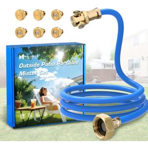 Mellbree Misters for Outside Patio, Standing Outdoor Hose Misting Cooling System, Portable Water Mister for Patio, BBQ, Pool, Garden, Bird Bath, Tanning, Mist Sprinkler for Plants, 80 Inch Blue