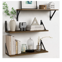 Forbena 24 Inch Long Floating Shelves for Wall Set of 3, Wooden Wall Bookshelf for Bedroom, Large Rustic Wood Hanging Book Shelves for Living Room Plants Kitchen Office Closet Storage (Dark Brown)