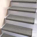 Brakki Bullnose Carpet Stair Treads, Stair Treads for Wooden Steps, 14pcs | Non Slip and Washable, Stair Rug for Indoor Runner and Pets, Soft Edging Staircase Protectors, L29.5" x W9.5", Grey Cream