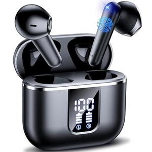 Mosyxe Translation Earbuds Real Time for Any Languages Bluetooth 5.3 Bass Stereo Sound 42H Play Time and IPX7 for Travel Business (Black)