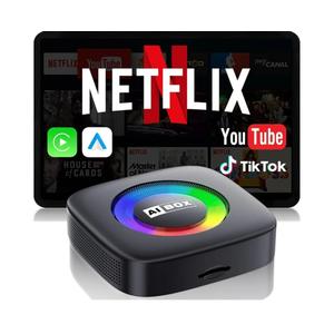 Wireless Carplay Adapter for iPhone Ai Magic Box with Netflix/YouTube Supports TF/Card Dongle Plug and Play Easy Setup Carplay & Android Auto Video Entertainment for iOS 10+ Radio Accessories