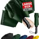 Conlun Travel Inverted Umbrella Compact Windproof- Automatic reverse Umbrellas for Rain - Folding Portable 10 Ribs Large Umbrella (XL (46inch), Green-46inch)