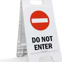 SmartSign 25 x 12 inch Do Not Enter Two-Sided Folding Floor Sign, Digitally Printed Plastic, Red, Black & White