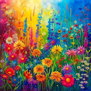 Bgraamiens Rainbow Flowers Garden 1000 Piece Puzzle for Adults