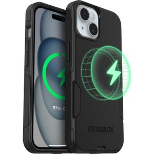 OtterBox iPhone 15 Plus, 14 Plus - Commuter MagSafe Case - Slim & Tough - Pocket-Friendly - Dual Layer Drop Protection - Port Covers Non-Retail Packaging - Black