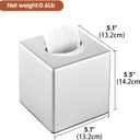 Y-in Hand Tissue Box Cover, Decorative Square Facial Storage Tissue Box Holder, Home Accessories for Bathroom Vanity Countertops, Dressers, Night Stand, Parlors and Office - Silver