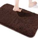 Yeaban Brown Bathroom Rugs Thick Chenille Bath Mats | Absorbent and Washable Bath Rug Non-Slip, Plush and Soft Rugs for Bathroom, Kitchen, Shower, Sink - 17" x 24", Brown