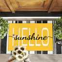 Hello Sunshine Door Mat Summer Doormat 17 X 29 Inch Yellow Doormat Decorative Entrance Mat Non-Slip Rubber Backing Floor Mat Washable Seasonal Spring Welcome Rugs for Indoor Outdoor