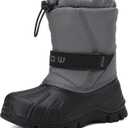 EQW Kids Snow Boots Waterproof Winter Boots for Boys & Girls Slip-on Warm Fur Lined Non-Slip Insulated Ankle Shoes (11.5 Little Kid, Grey)