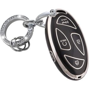2 x for Hyundai Key Fob Cover Keyless Remote Smart Key Fob Shell with Keychain Fit for Hyundai Ioniq 6 Grandeur GN7 KONA (5 Buttons Black-Silver)