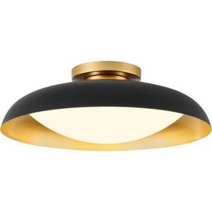 kudos Flush Mount Ceiling Light, 21inch LED Ceiling Light Fixture, Black and Gold Finish, 44W 2500lm Modern Hanging Light Fixtures for Living Room, Bedroom, Hallway, 5CCT Adjustable, KDCL02-BK-L