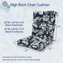 Outdoor High Back Chair Cushions Set of 2, Water-Resistant Chair Cushions for Patio Home Garden, Replacement Rocking Chair Cushion with tie 22" W x 20" D, Elegant Vines Navy, 44"x22"x4"