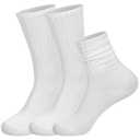 Quilax 3 Pairs Scrunch Crew Socks, White Slouchy Socks for Women, 2 Ways to Wear, Stylish and Simple Slouch Sock(White, White)
