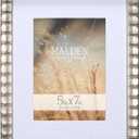 Malden International Designs 7x9 Matted To 5x7 Matted Bamboo Picture Frame with Gold Finish