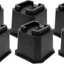 shouwuhho Bed Risers 4 inch, Furniture Risers Elevation in Heights 4 Inch Heavy Duty, Bed Lift Risers for Caster Wheels or Posts of Bed Table Couch, Support up to 6000 lbs, Black, 6 Pack