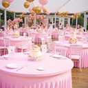 Outpain 8 Pack Spandex Pink Round Tablecloths for 60in Tables, 120Inch Stretchy Fitted 5FT Round Table Clothes,Wrinkle Free Table Cover with Skirt for Wedding Party Dining Banquet