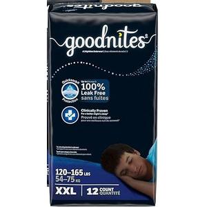 Goodnites Boys' Nighttime Underwear, Size XXL (120-165 lbs), 12 Ct
