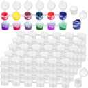 Caffox 240-Piece Empty Paint Pot, 40 Strips Acrylic Mini Paint Container Strip Storage with Lid for Classrooms, School Art & Crafts 3ml/ 0.1oz