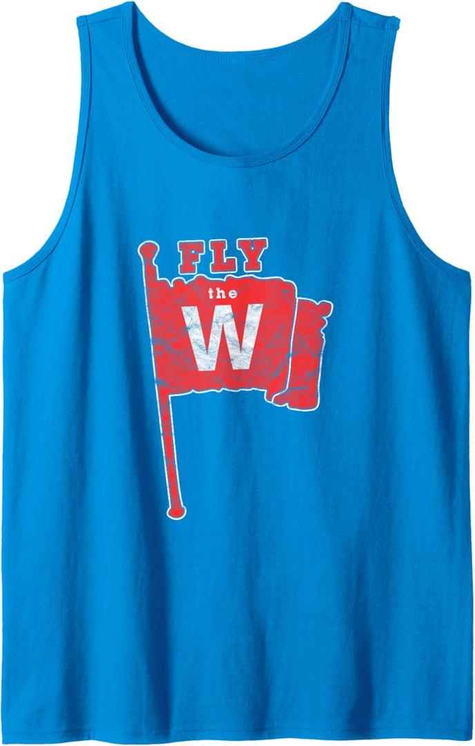Fly The W Chicago Baseball Winning Flag Distressed Vintage Tank Top, Small