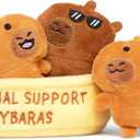 Emotional Support Capybaras by Relatable, Cuddly Stuffed Animals and Plushies Set, Includes 5 Capybara Plush Toys with Carrying Basket, Cute Stuff and Great Gift for Loved Ones of All Ages