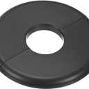M METERXITY 1-Pack Wall Split Flange, ABS Round Self-Adhesive Escutcheon Plate Cover Buckle for 26mm/1.02in Dia Pipe Accessories/Floor/Ceiling, Plumbing Cover Plates [Black,6mm/0.24in H]
