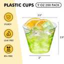 RACETOP 200 Pack 9 oz Clear Plastic Cups for Party, Disposable Clear Cup, Disposable Cups, Wine Glasses Cups, Plastic Cocktail Glasses