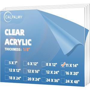 CALPALMY (2-Pack 11 x 14 Clear Acrylic Sheet Plexiglass  1/8 Thick; Use for Craft Projects, Signs, Display Cases, Sneeze Guard and More; Cut with Cricut, Engraver, Saw or Hand Tools