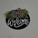 Welcome Sign for Front Door Porch Decor Farmhouse Wreath Wall Decor 30cm Round Wooden Hanging Housewarming Home Decor for Home Outdoor Indoor (Black)
