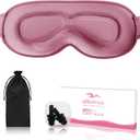 Sleep Eye Mask for Men Women, Sleeping Mask for Side Sleeper, Travel Blackout Night Blindfold Eye Shade Cover with Adjustable Strap (Rose)