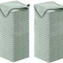 USANOOKS Microfiber Cleaning Cloth - Sea Green - 100Pcs (12.5x12.5 inch) High Performance - 1200 Washes, Ultra Absorbent Car Towel Traps Grime & Liquid for Streak-Free Mirror Shine - car Washing cloth