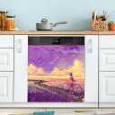 Coolnut Purple Bike Dishwasher Magnet Cover,Reusable Fridge Panel Decal with Magnetic Stickers for Kitchen Appliance Home Decor, 23"x 26"