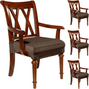 Havawish Large Dining Room Chair Seat Covers with Armrest Dining Chair Slip Covers Protectors(4 Pcs,Coffee)