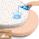 2pk Waterproof Bassinet Sheets Girls, Boys, Cotton  33x17 Universal Bassinet Mattress Pad Protector Cover, Compatible with Graco, Baby Delight, Chicco, Halo Bassinest Swivel Sleeper Fitted (Sage)