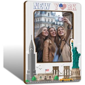 New York Souvenir New York Picture Frame with Magnet Fits Photo 2.5"X3.5", Magnetic Photo Frames Magnet Frames for Refrigerator for Home School Office Locker Decor Vacation Gifts-019