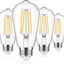 4-Pack Vintage Edison Bulbs 60W Equivalent, 850LM 6W LED Light Bulb Warm White 2700K, ST58 Filament Lighting E26 Base, Non-Dimmable