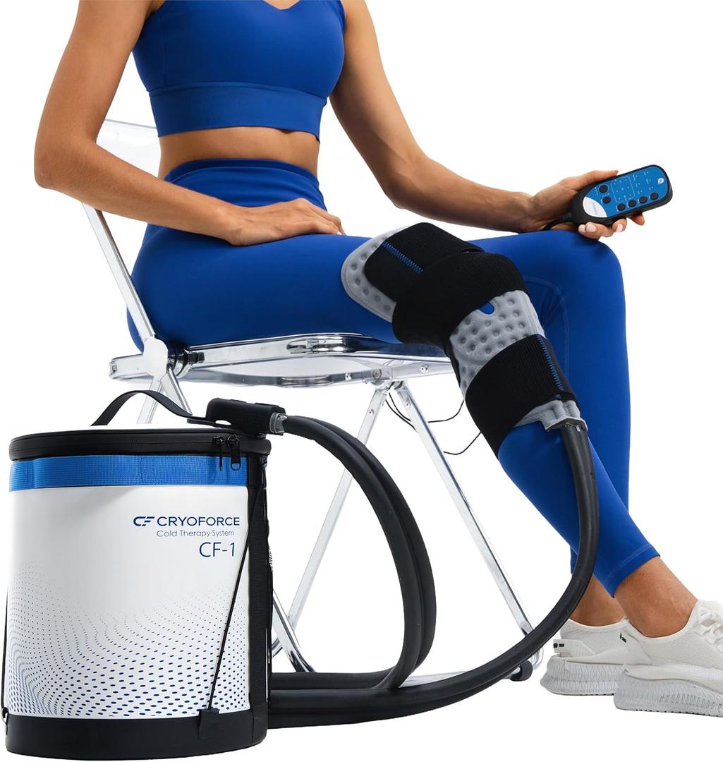 CF-1 Cold Therapy Machine for Knee Surgery Recovery, Quiet Ice Therapy System for Home Bedside Overnight Use with Programmable Timer, Large Capacity Cooling for ACL, TKR, Knee Replacement