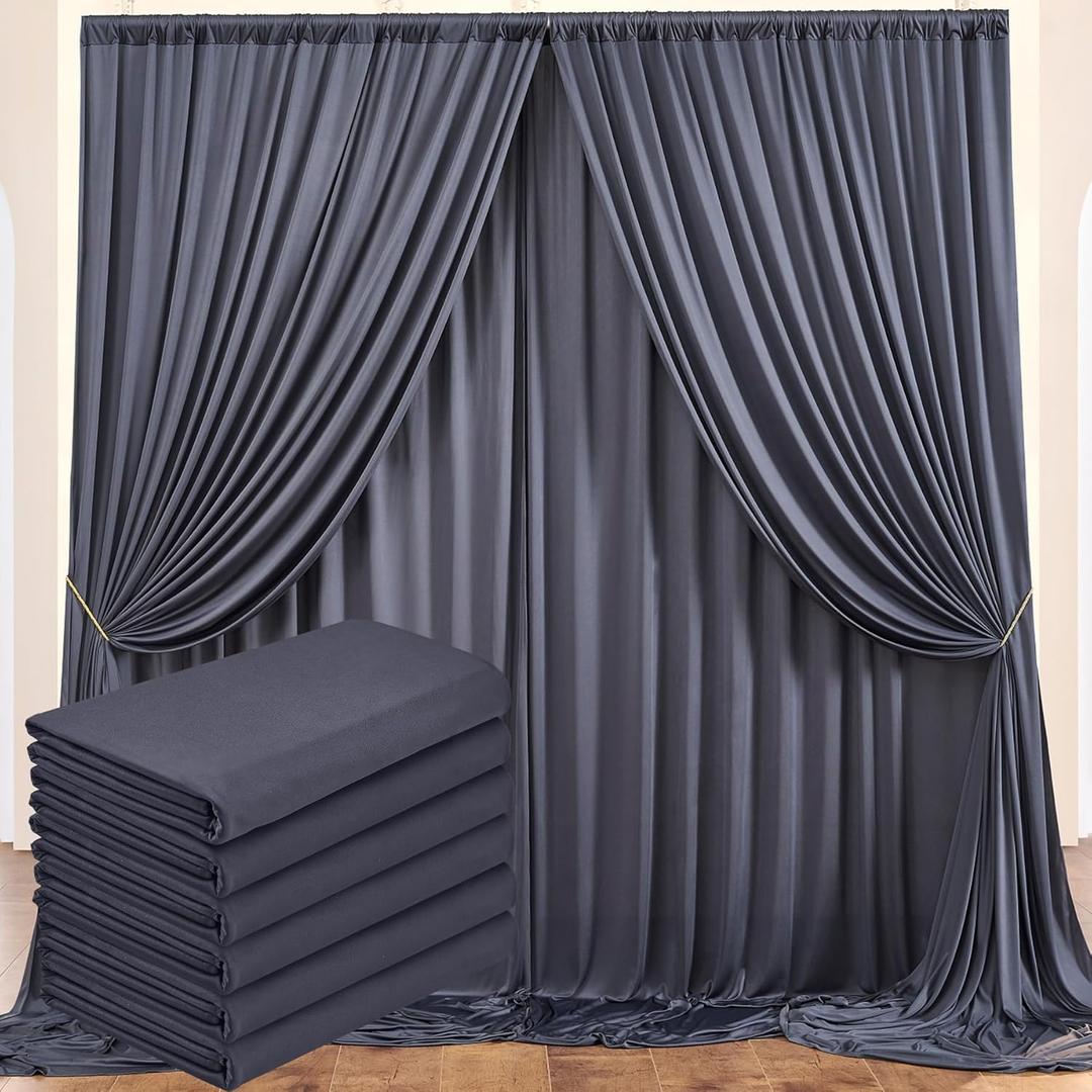 30 ft x 10 ft Wrinkle Free Charcoal Backdrop Curtain for Parties, Dark Grey Polyester Photo Backdrop Drapes for Baby Shower Wedding Engagement Birthday Party Backdrop Stand,5ft x 10ft 6 Panels
