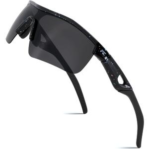 FEISEDY Kids Teens Baseball Polarized Sunglasses Sports TR90 Frame Boys Girls Cycling B2454 (Spot Black-grey)
