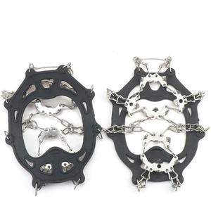 Outdoor Rock Climbing 19 Teeth Slip Shoe Covers Ice Fishing Snowshoes Covers (Medium, Black)