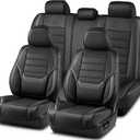 Skechers MAX Cushioning Seat Covers,Memory Foam Leather Car Seat Covers,Waterproof Car Seat Protector Full Sets,Car Seat Cushion Airbag Automotive Universal Fit for Most Cars,Vans,Trucks,SUV,Grey (Black and Grey)