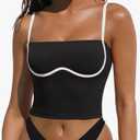 OMKAGI Womens Workout Tank Tops Adjustable Strap Longline Sports Bra Padded Sleeveless Top, Size -XS