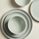 24 Piece Dinnerware Set for 8, Santorini Mist Terracotta Plates and Bowls Sets, Complete Stoneware Dish Set for Large Families and Entertaining, Microwave & Dishwasher Safe, Slate Green